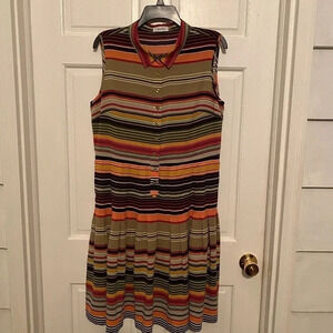 Calvin Klein Multi Color Striped Pleated Women’s Shirt Dress Size 14